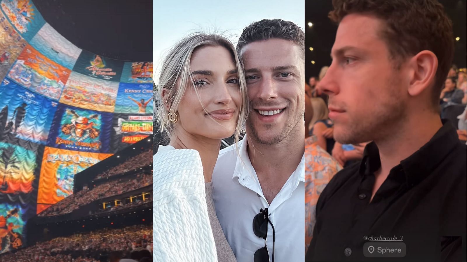 Charlie Coyle and wife Danielle attend Kenny Chesneys show at The Sphere in Las Vegas