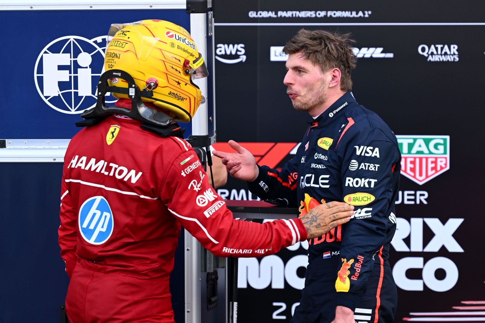 Max Verstappen defends Lewis Hamilton after the Ferrari star was penalized in the Monaco GP qualifying