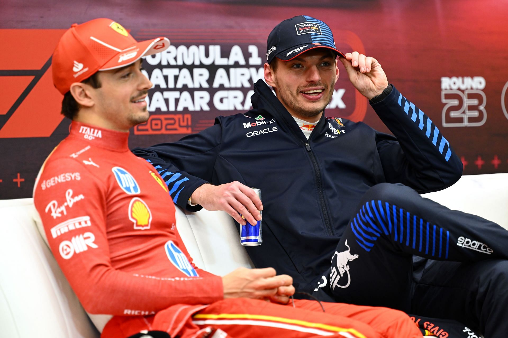 Watch: Charles Leclerc walks up to Max Verstappen to congratulate him on becoming a father
