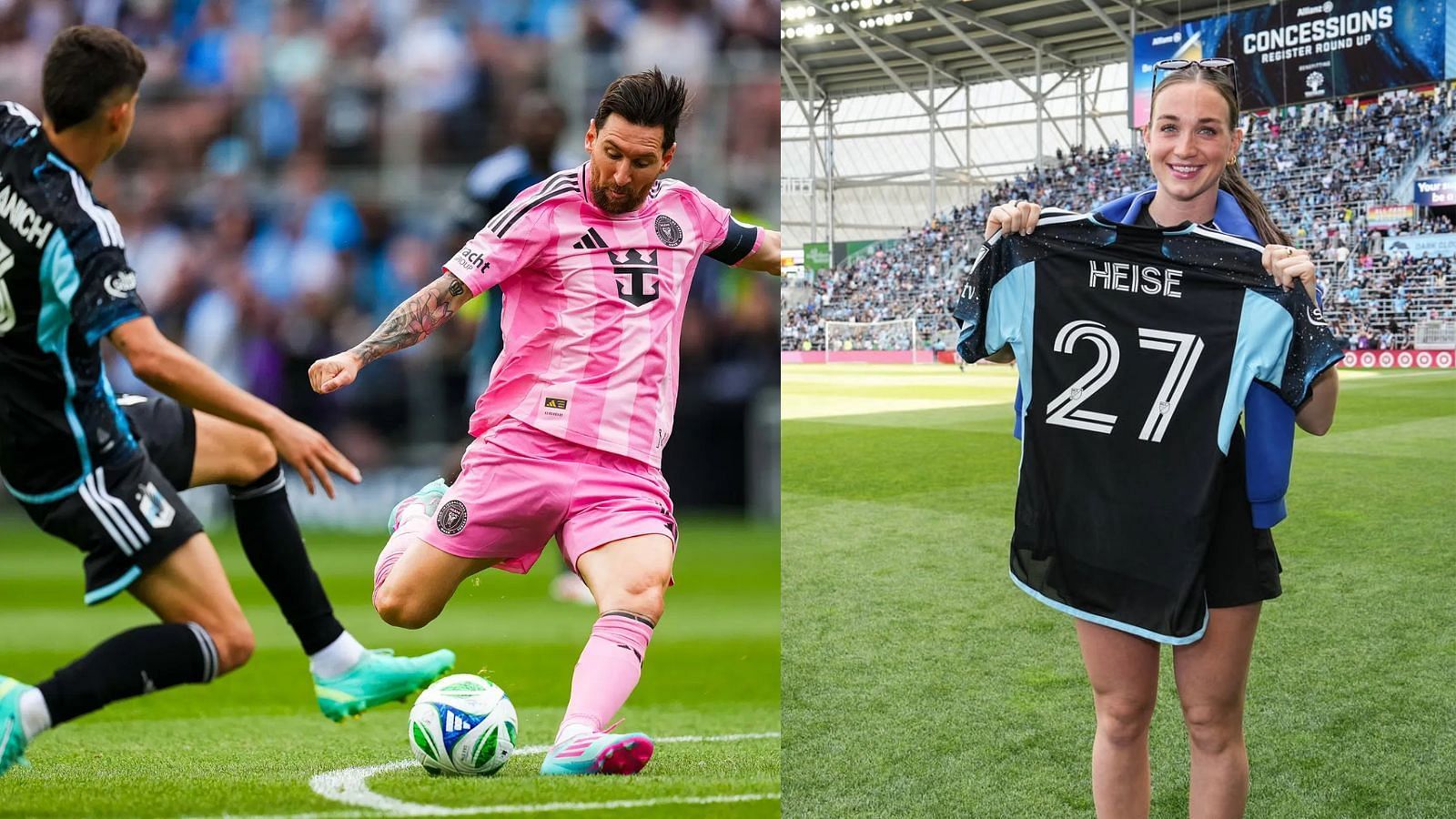 PWHL star Taylor Heise flexes custom MNUFC jersey at Minnesota United vs Inter Miami clash