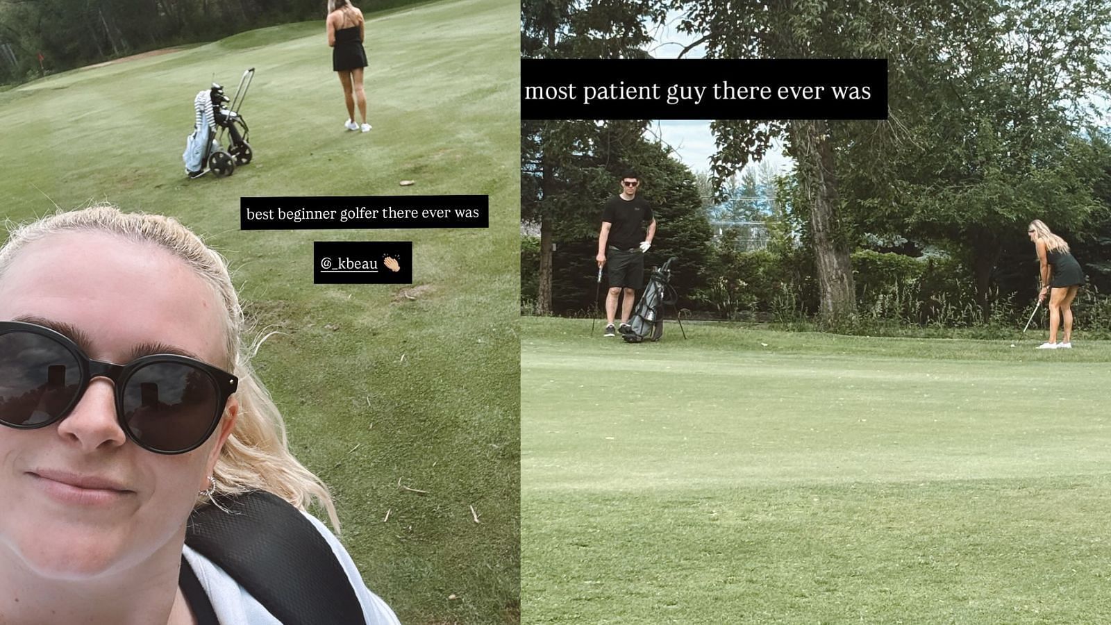 Carey Prices wife Angela enjoys golfing day out with most patient guy there ever was in Habs legend