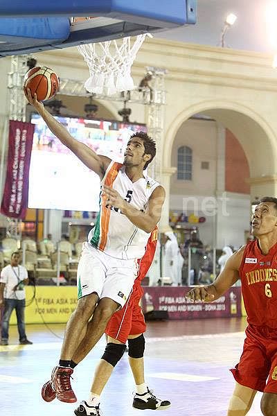 In Action against Indonesia during the FIBA Asia 3 on 3 Championships, 2013 held in Doha, Qatar