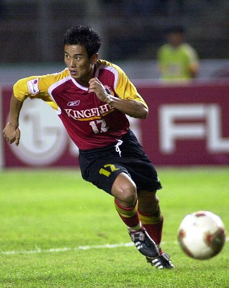 Bhaicung Bhutia of Kingfisher East Bengal, India, in action during a final match of Asia Champion Club 2003 in Jakarta 26 July 2003. (Getty Images)
