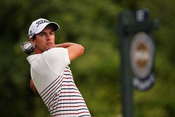 Adam Scott of Australia hits his tee shot on the 17th hole during the first round of the 95th PGA Championship on August 8, 2013 in Rochester, New York.  (Getty Images)