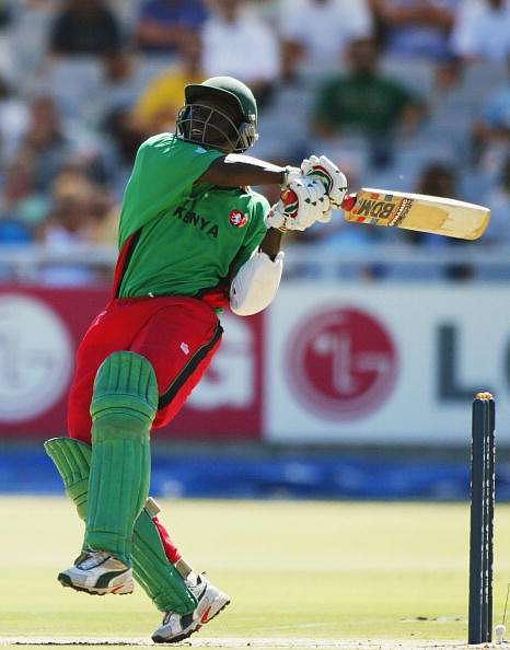 CAPE TOWN - MARCH 7:  Kennedy Otieno of Kenya in action during the ICC Cricket World Cup Super Six game between Kenya and India at Newlands in Cape Town, South Africa on March 7, 2003. (Photo by Mike Hewitt/Getty Images)