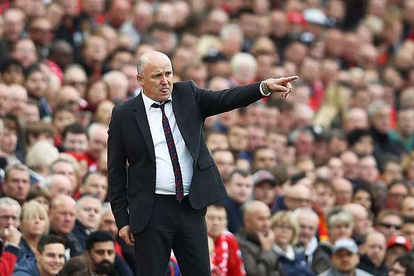 LIVERPOOL, ENGLAND - SEPTEMBER 24: Mike Phelan, caretaker Manager of Hull City gives his team instructions during the Premier League match between Liverpool and Hull City at Anfield on September 24, 2016 in Liverpool, England.  (Photo by Julian Finney/Getty Images)