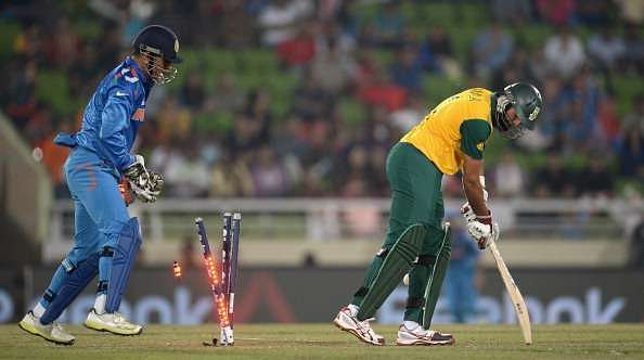 DHAKA, BANGLADESH - APRIL 04:  Hashim Amla of South Africa is bowled by R Ashwin of India during the ICC World Twenty20 Bangladesh 2014 semi final between India and South Africa at Sher-e-Bangla Mirpur Stadium on April 4, 2014 in Dhaka, Bangladesh.  (Photo by Gareth Copley/Getty Images)
