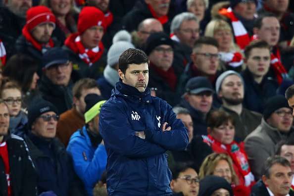 LIVERPOOL, ENGLAND - FEBRUARY 11: Mauricio Pochettino, Manager of Tottenham Hotspur looks on during the Premier League match between Liverpool and Tottenham Hotspur at Anfield on February 11, 2017 in Liverpool, England.  (Photo by Clive Brunskill/Getty Images)