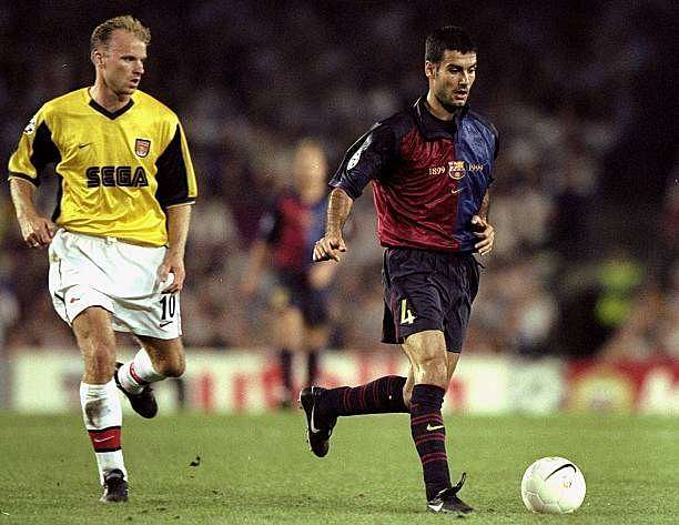 29 Sep 1999:  Josep Guardiola of Barcelona in action during the European Champions League Group match against Arsenal at the Nou Camp Stadium, Barcelona, Spain. The match ended 1-1. \ Mandatory Credit: Stu Forster /Allsport