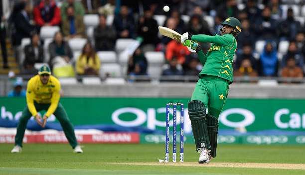 BIRMINGHAM, ENGLAND - JUNE 07:  Fakhar Zaman of Pakistan hits out during the ICC Champions Trophy match between South Africa and Pakistan at Edgbaston on June 7, 2017 in Birmingham, England.  (Photo by Stu Forster/Getty Images)