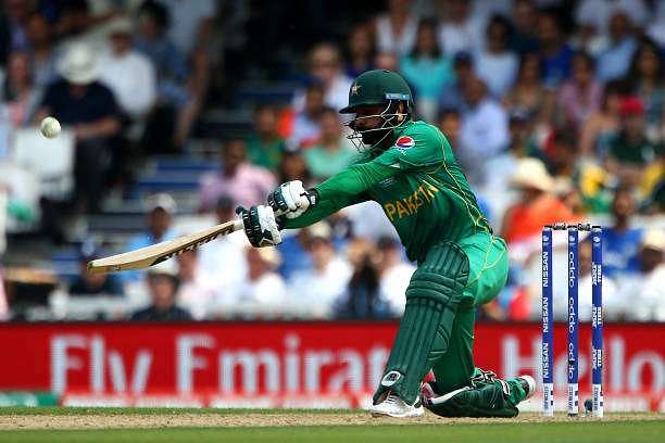LONDON, ENGLAND - JUNE 18: Mohammad Hafeez of Pakistan hits out during the ICC Champions Trophy Final match between India and Pakistan at The Kia Oval on June 18, 2017 in London, England. (Photo by Charlie Crowhurst/Getty Images)
